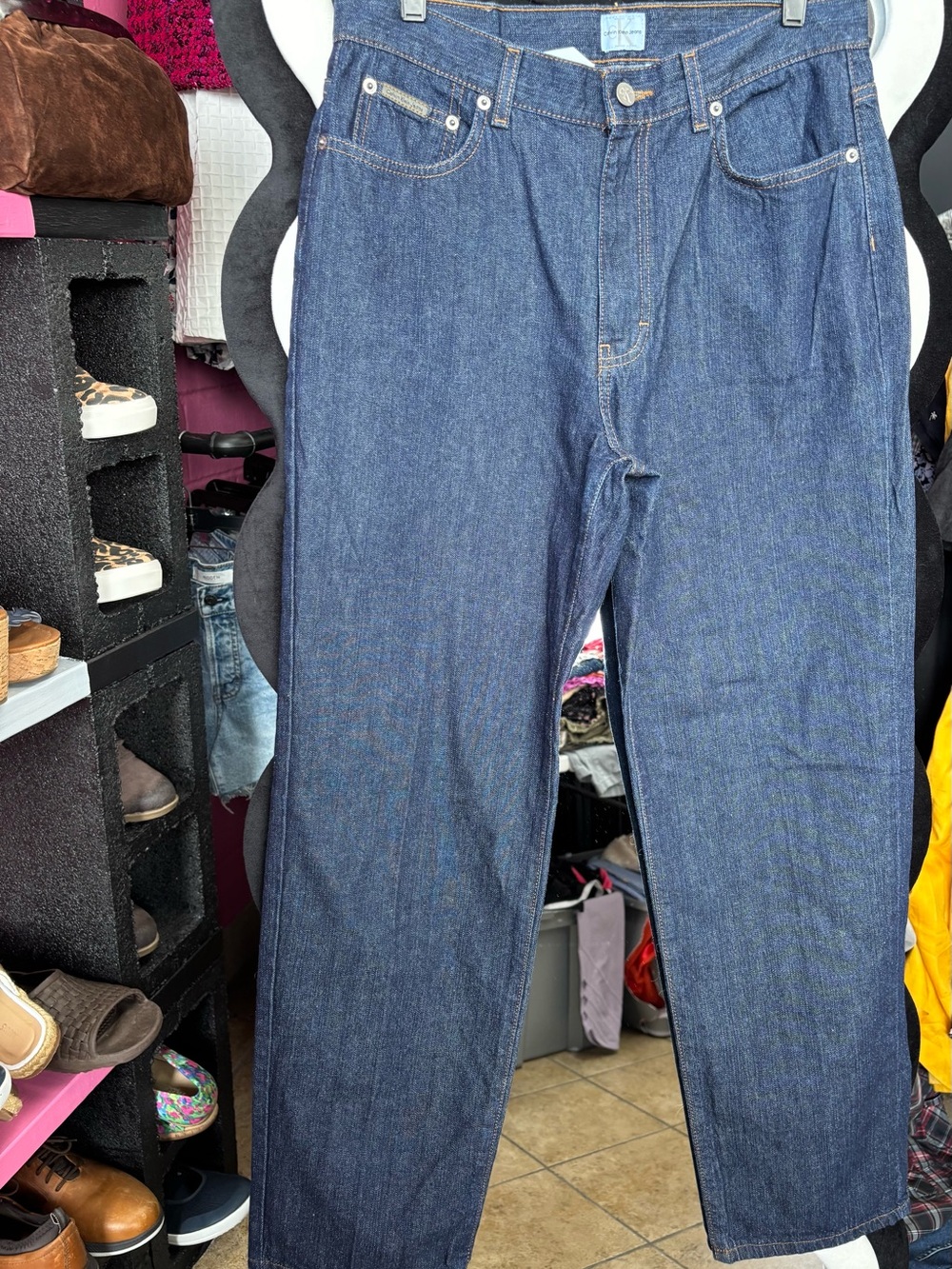 Calvin Klein Straight Leg Jeans in Dark Blue